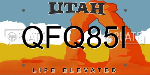 QFQ85I Utah License Plate
