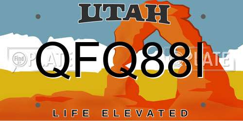 QFQ88I Utah License Plate