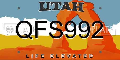QFS992 Utah License Plate