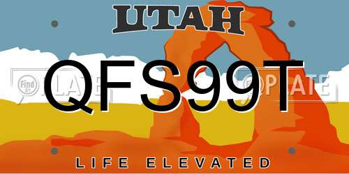 QFS99T Utah License Plate