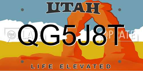 QG5J8T Utah License Plate