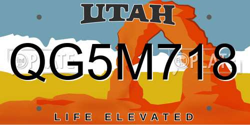 QG5M718 Utah License Plate