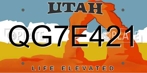 QG7E421 Utah License Plate