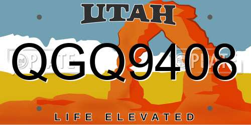 QGQ9408 Utah License Plate