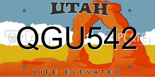 QGU542 Utah License Plate