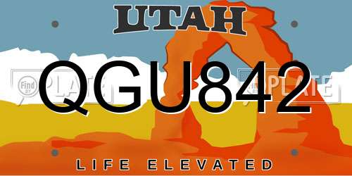 QGU842 Utah License Plate
