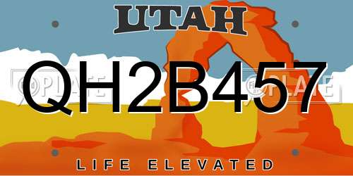 QH2B457 Utah License Plate