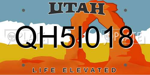 QH5I018 Utah License Plate