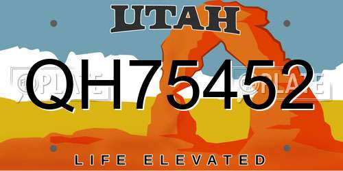 QH75452 Utah License Plate