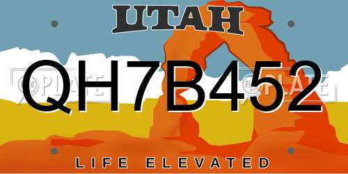 QH7B452 Utah License Plate