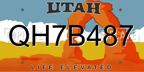 QH7B487 Utah License Plate