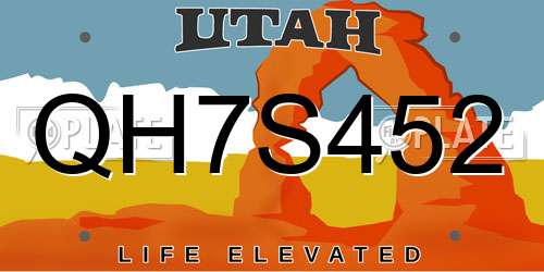 QH7S452 Utah License Plate