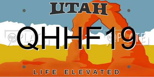 QHHF19 Utah License Plate