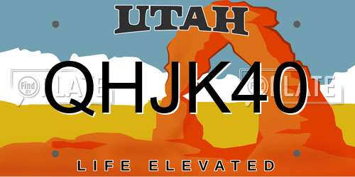 QHJK40 Utah License Plate