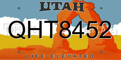 QHT8452 Utah License Plate