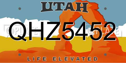 QHZ5452 Utah License Plate