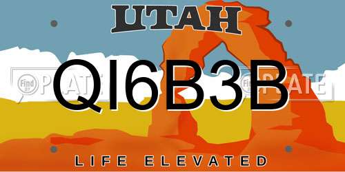 QI6B3B Utah License Plate