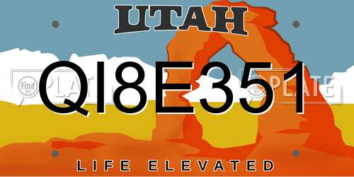 QI8E351 Utah License Plate