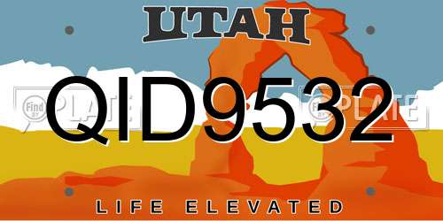 QID9532 Utah License Plate