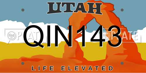 QIN143 Utah License Plate