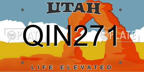 QIN271 Utah License Plate