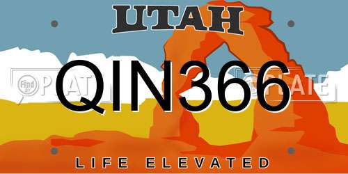 QIN366 Utah License Plate