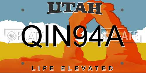 QIN94A Utah License Plate