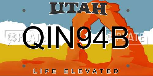 QIN94B Utah License Plate