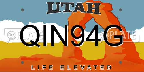 QIN94G Utah License Plate