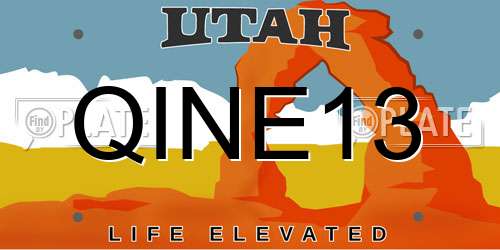 QINE13 Utah License Plate