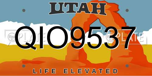 QIO9537 Utah License Plate