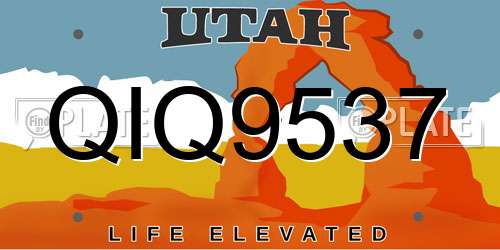 QIQ9537 Utah License Plate