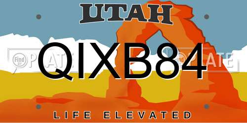 QIXB84 Utah License Plate