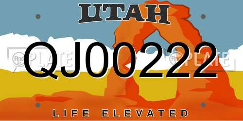 QJ00222 Utah License Plate