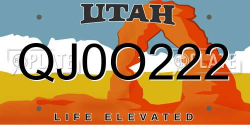 QJ0O222 Utah License Plate