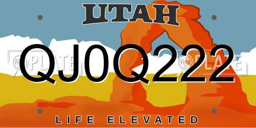 QJ0Q222 Utah License Plate