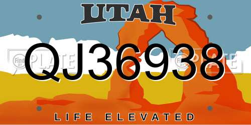 QJ36938 Utah License Plate