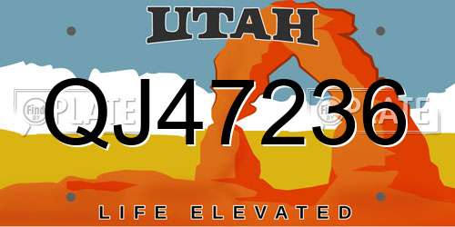 QJ47236 Utah License Plate