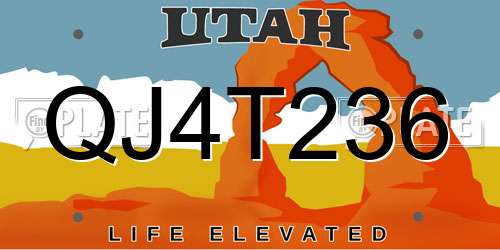 QJ4T236 Utah License Plate