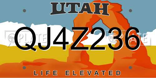 QJ4Z236 Utah License Plate