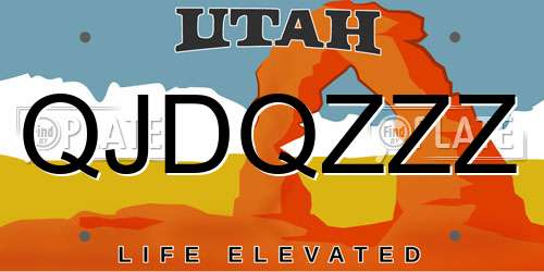 QJDQZZZ Utah License Plate