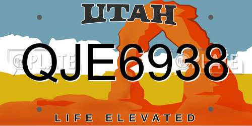 QJE6938 Utah License Plate