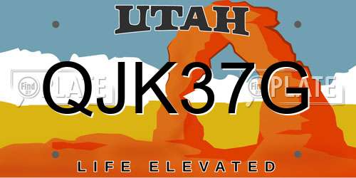 QJK37G Utah License Plate