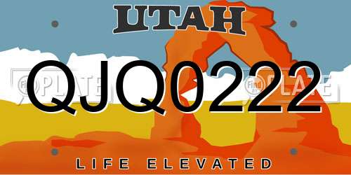 QJQ0222 Utah License Plate