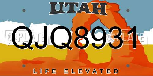QJQ8931 Utah License Plate