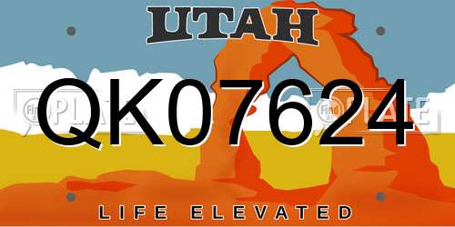 QK07624 Utah License Plate