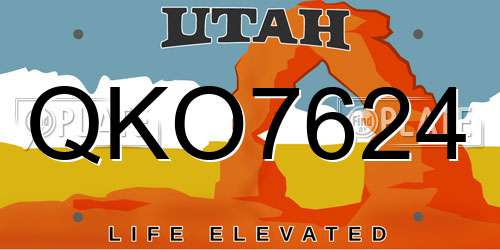 QKO7624 Utah License Plate