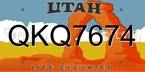 QKQ7674 Utah License Plate