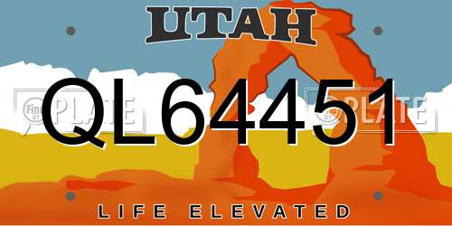 QL64451 Utah License Plate