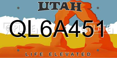 QL6A451 Utah License Plate